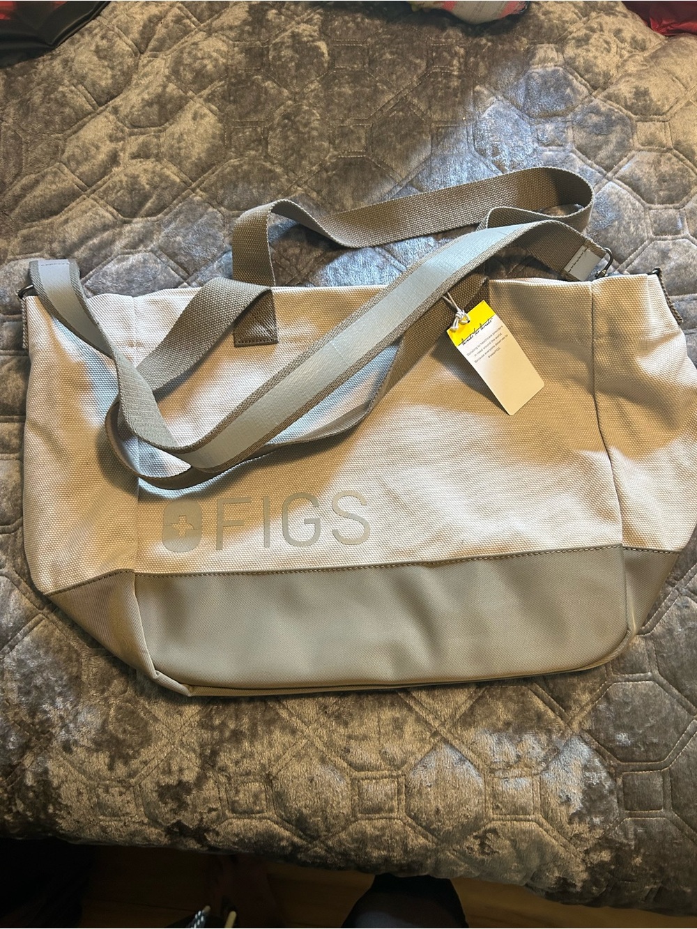 FIGS Light Gray Canvas Tote with Long Straps